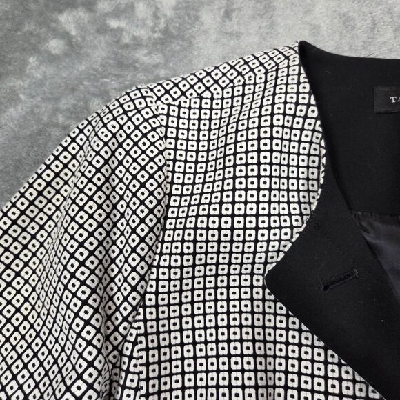 Talbots Blazer Womens 14 Black White Geometric Preppy Career 3/4 Sleeve Jacket - Picture 2 of 10